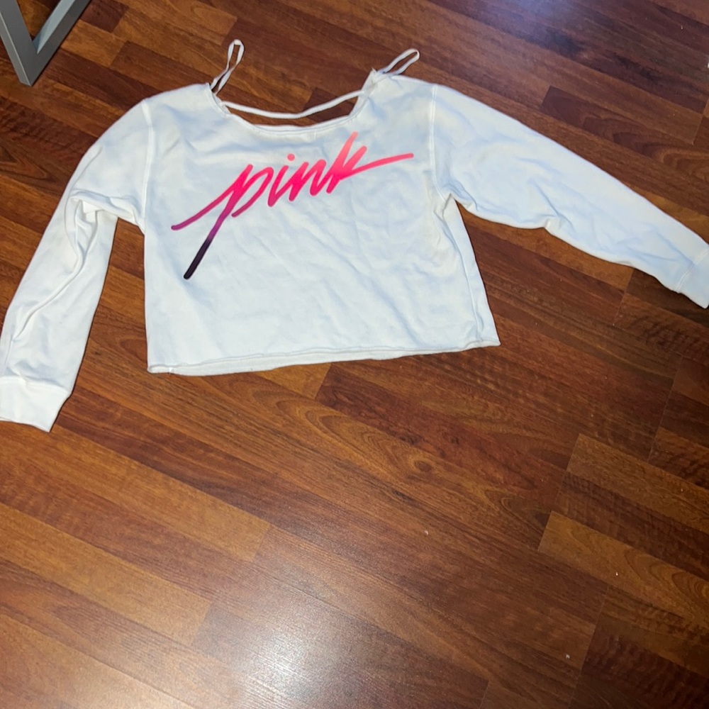 PINK crop top hoodie, size small